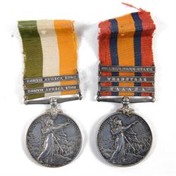 Boer War medal pair, Queen's South Africa medal with Orange Free State, Transvaal and Tala...