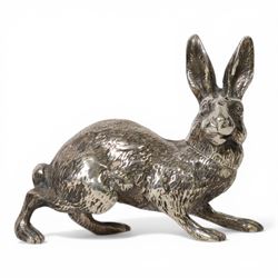 Victorian silver novelty pepperette, naturalistically modelled as a hare, hallmarked Thoma...