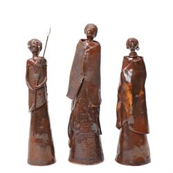 Three African Maasai pottery figures, largest H40cm (3)