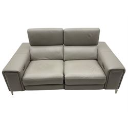 Franco Ferri Italia Carter power reclining two seat sofa, upholstered in Tosca grey leather