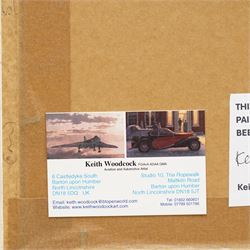 Keith Woodcock (British Contemporary): 'Battlebag - Coast Class Airship - Howden 1917', oil on board signed, artist's labels verso 24cm x 29cm 