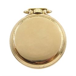 Illinois Watch Company gold-plated open face Elinvar 'Bunn Special' 161A, keyless 21 jewels motor barrel, lever railroad pocket watch, No. 5496567, white enamel dial with Arabic numerals and subsidiary seconds dial, screw back case No. 84465, model No. 107