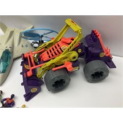 Early 90s Hasbro G.I.Joe vehicles including Storm Eagle and Cobra Earthquake, and sixteen early 90s 4 inch figurines to include Slice, Undertow, Snake Eyes, Countdown and Desert Scorpion with various accessories 