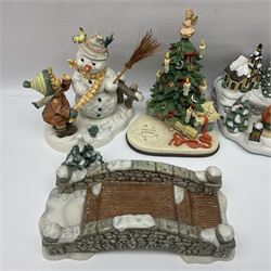 Large collection of Christmas themed Hummel figures and Hummel scapes by Goebel, to include Winter Friend, Making New Friends, Tree Trimming Time, Winter Adventure etc