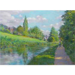 John Mackie (Scottish 1953-): A Spring Walk by the Riverside, pastel signed and dated 2013...