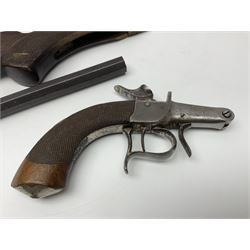 Assorted rifle and pistol spares; early Gem air rifle with sawn off barrel (piece present); telescopic sight; canvas/leather ammunition pouch; Mauser stock; barrel browning solution etc