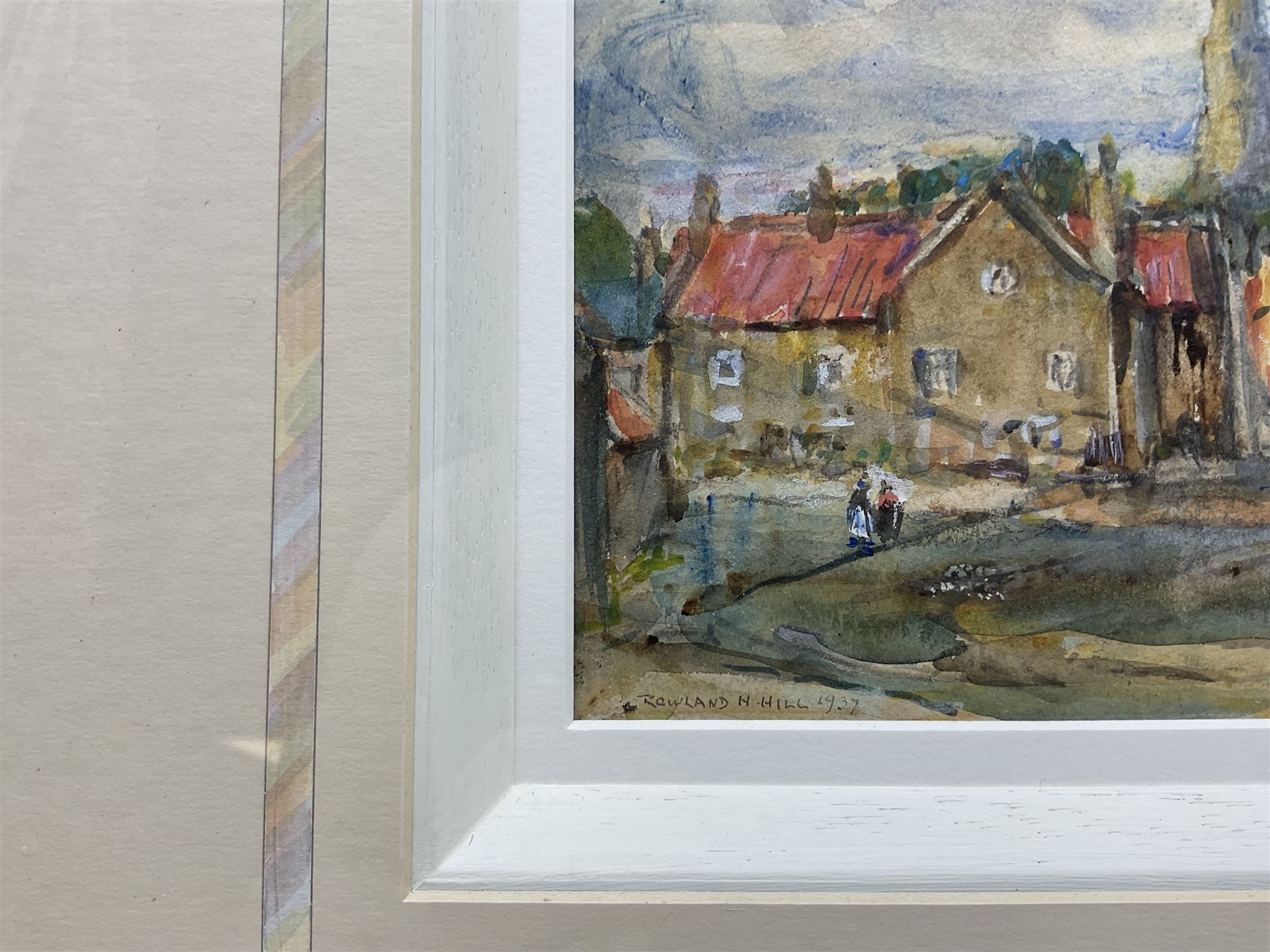 Rowland Henry Hill (Staithes Group 1873-1952): North Yorkshire Village, watercolour signed and dated 1937, 13cm x 23cm