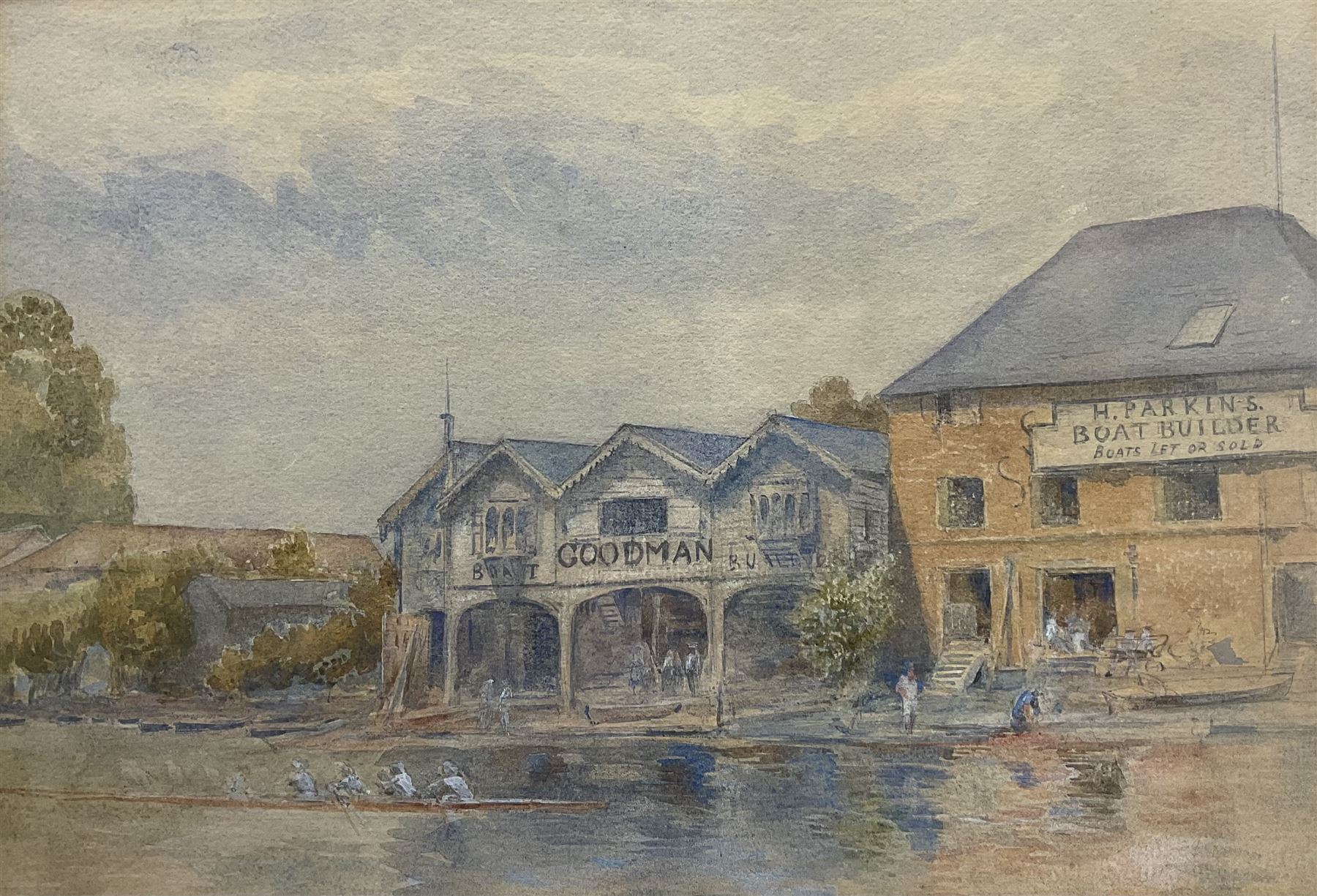 English School (Late 19th Century): Rowing Through Eton c.1875-1883, watercolour unsigned 25cm x 36cm 
Notes: see photo from The Eton Book of the River, L. Byrne, p.82
