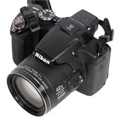 Nikon Coolpix P510 super zoom bridge camera with a Nikkor 42X wide angle optical zoom ED VR lens, serial no. 41163141, in a Lowepro case
