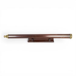 Late 18th century decagonal mahogany telescope, with brass eyepiece and cap, both with brass shutters, unmarked, upon wooden stand