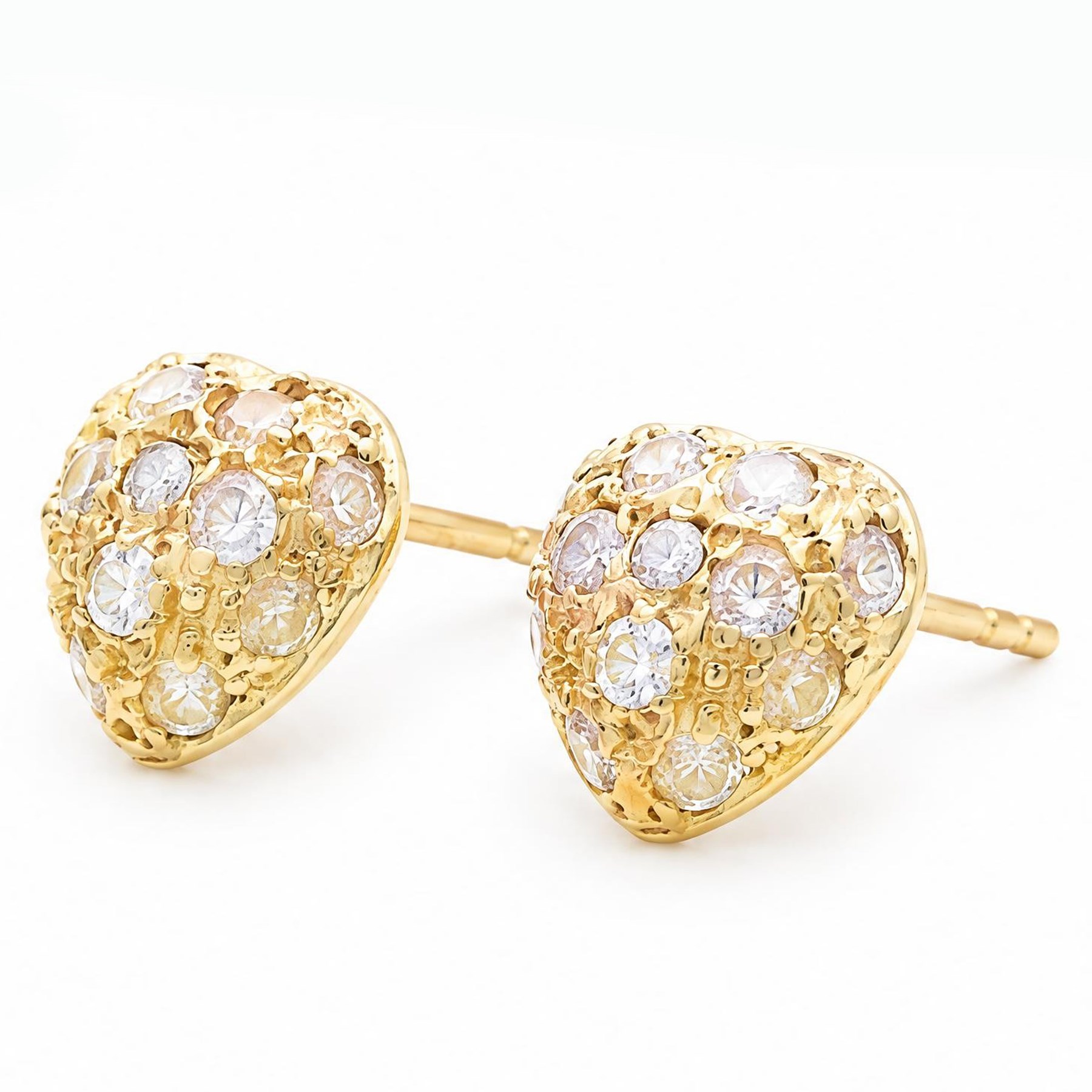 Pair of 18ct gold cubic zirconia heart stud earrings