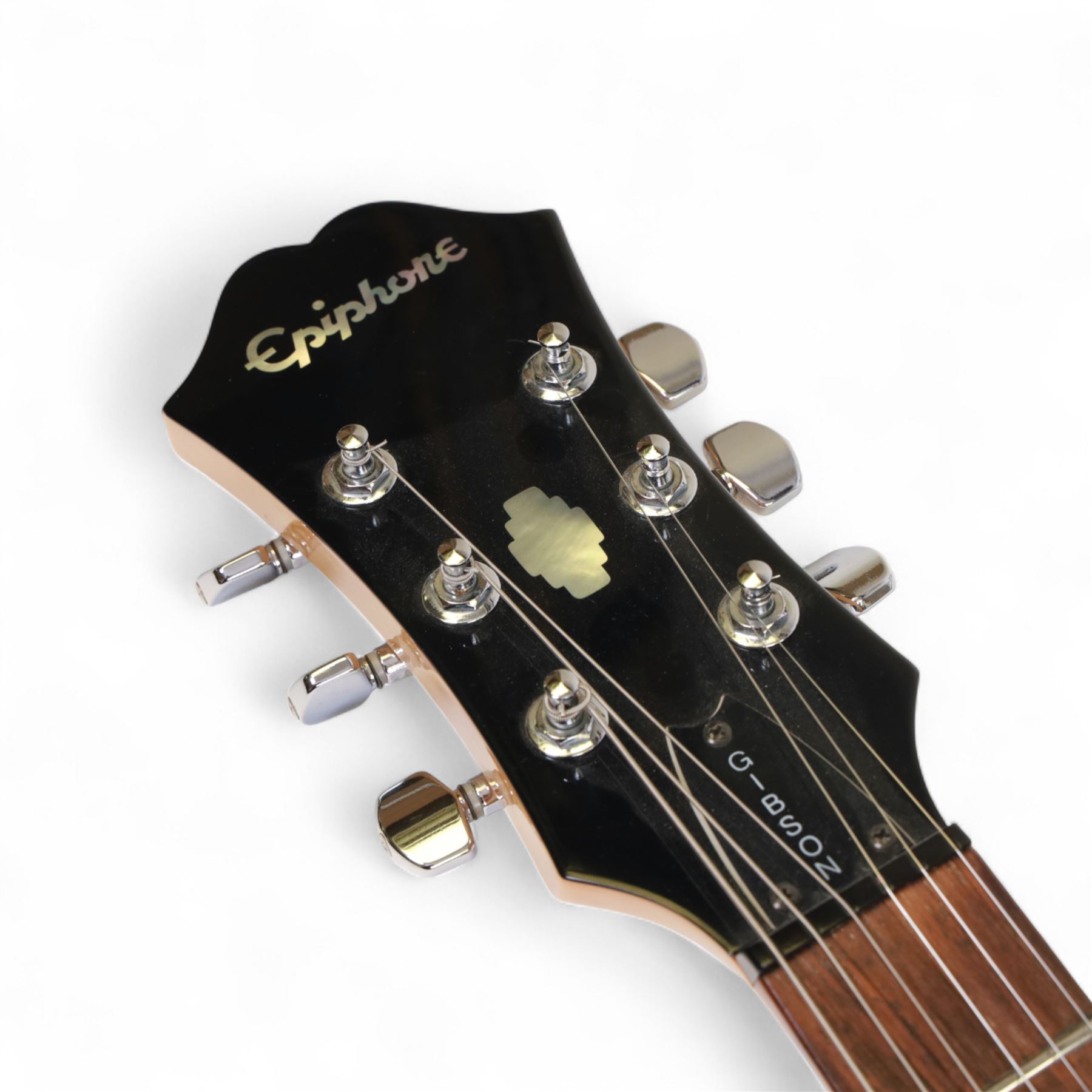 Epiphone DOT by Gibson semi-hollow electric guitar, serial no. S020510207 made in Korea circa 2002, laminated maple body in blonde finish, in Warwick Rockbag soft case, guitar L107cm