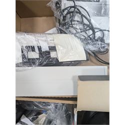 Collection of predominantly Canon camera accessories, including CanonScan FS40000US, cases, straps, cables, etc 