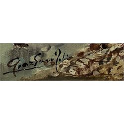 Felice Giordano (Italian 1880-1964): 'Small Harbour in Capri', oil on canvas signed 35cm x 49cm