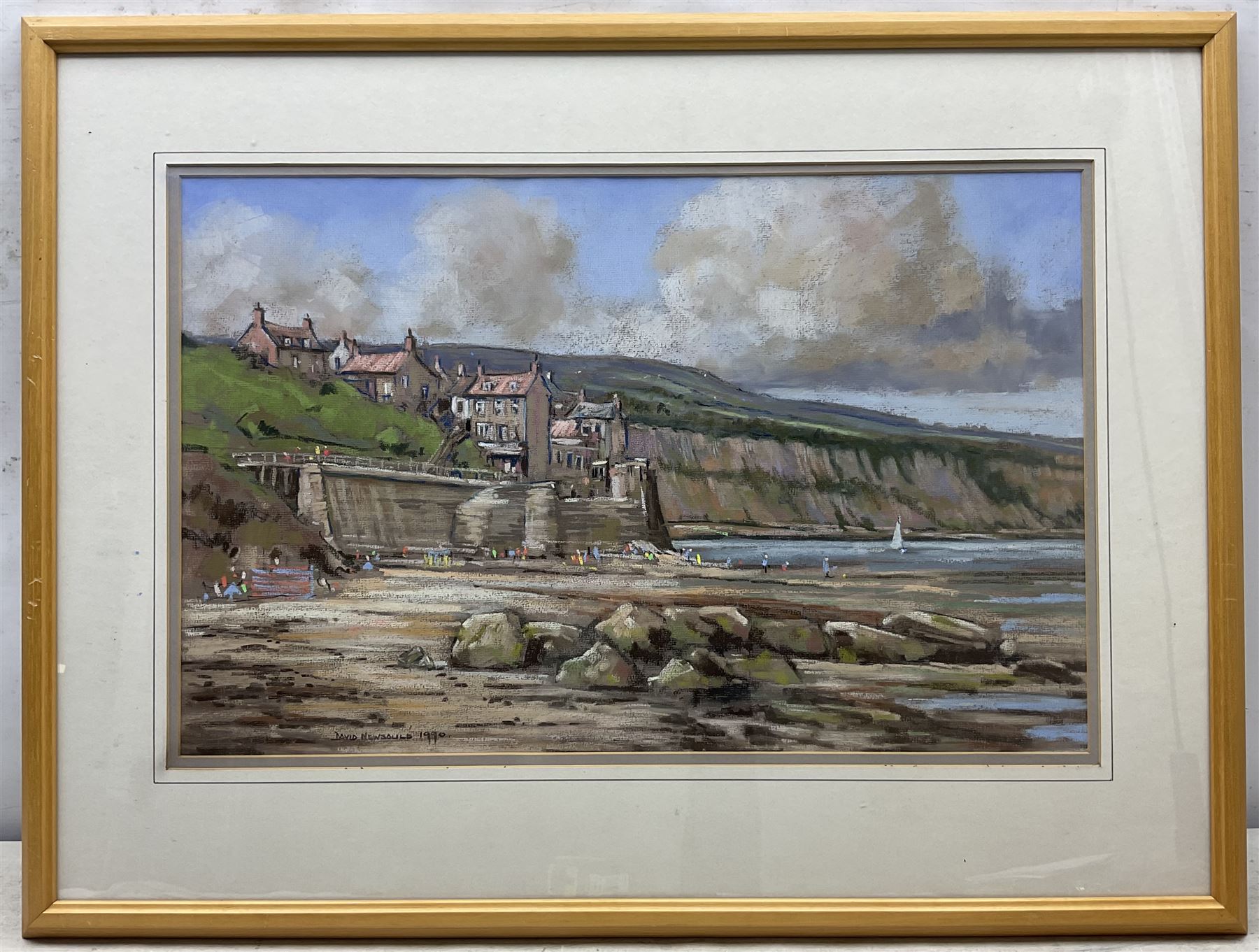 David Newbould (British 1938-2018): Robin Hood's Bay, pastel signed and dated 1990, 34cm x 53cm 
