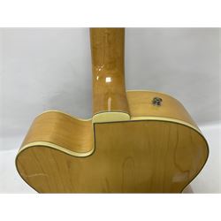 1980s Korean Antoria Jazzstar hollow body electric guitar, in blonde finish with inlaid fretboard, model no E G794, L109cm