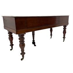 Collard & Collard - early 19th century mahogany square piano, hinged and retractable keyboard cover and lid, turned legs on brass castors
