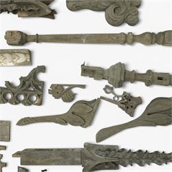 Architectural Salvage - Collection of oak ecclesiastical carvings, 19th century, comprising various finials, including four crocketed examples, some with fruit and foliate carved motifs, corbel, and others
Notes: Removed in the 19th century from the church in the grounds of a private Yorkshire estate 
Provenance: property of a Nobleman