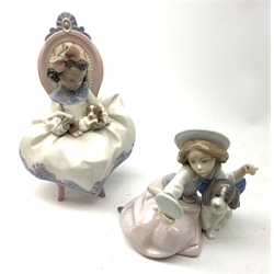 A Lladro figurine, 'Just a little more' Model 5908, together with a further Lladro figurine, 'Who's the fairest' Model 4568. 