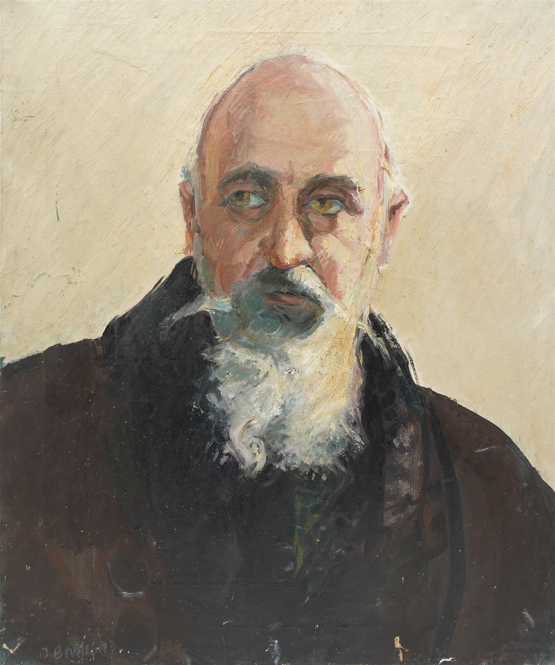 John Gilbey Bowles (British 1929-2011): Portrait of the Philosopher George 'Ivanovich Gurdjieff', oil on canvas signed, inscribed and dated 1973 verso 76cm x 63cm (unframed)
Notes: Bowes took an interest in the teachings of Gurdjieff