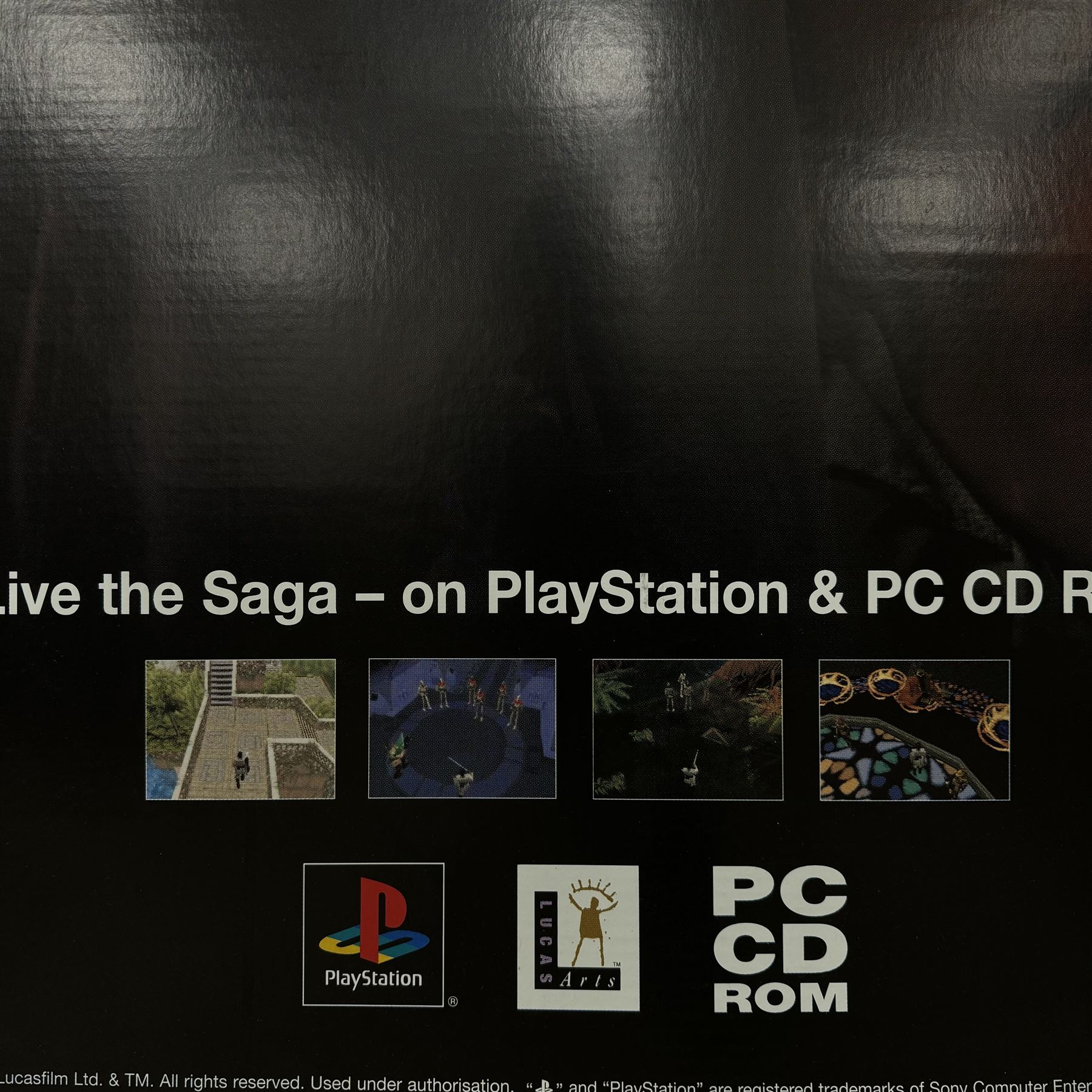 Star Wars Chewbacca cardboard cut-out, together with a Star Wars Phantom Menace Playstation advertising cardboard cut out, tallest H150cm