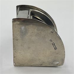 Early 20th century silver novelty inkwell, modelled as a ship's port lantern, with swing handle, convex red glass panel and hinged cover opening to reveal a glass liner, hallmarked Samuel Jacob, London 1911, height not including handle H8.5cm