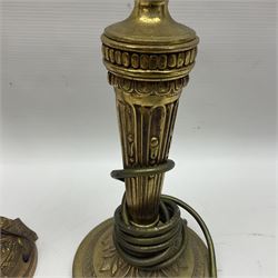 Two gilt metal table lamps, largest H36cm