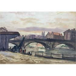 Joseph McCulloch ARWS (British 1893-1961): Ouse Bridge York, watercolour signed and titled beneath mount 37cm x 53cm  