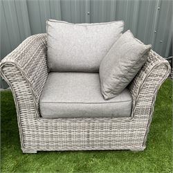 RattanDirect - pair of rattan garden armchairs, with loose cushions and covers- 6 months old - THIS LOT IS TO BE COLLECTED BY APPOINTMENT FROM DUGGLEBY STORAGE, GREAT HILL, EASTFIELD, SCARBOROUGH, YO11 3TX