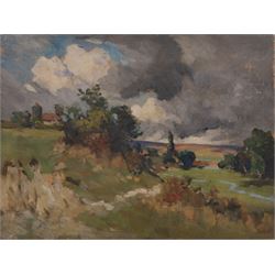 English Impressionist School (19th/20th Century): View Across a Landscape, oil on panel un...