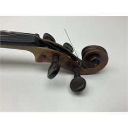 Late 19th century French trade violin with 35.5cm one-piece maple back and ribs and spruce top L59cm overall; in carrying case with bow