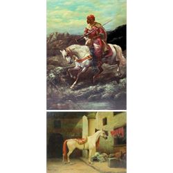 After Jean-Léon Gérôme (French 1824-1904): The Saddle Bazaar - Cairo, oil on panel indisti...