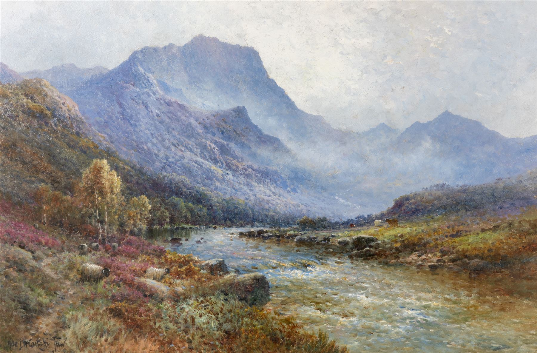 Alfred Fontville de Breanski Jnr. (British 1877-1945): 'Early Morning in Glen Finglas', oil on canvas signed, titled and dated 1911 verso 39cm x 60cm