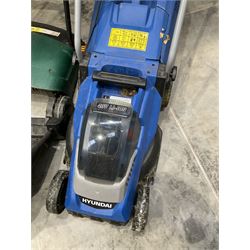 Hyundai 40V Li-Ion battery lawnmower, (no charger), and 400w corded lawn raker - THIS LOT IS TO BE COLLECTED BY APPOINTMENT FROM DUGGLEBY STORAGE, GREAT HILL, EASTFIELD, SCARBOROUGH, YO11 3TX