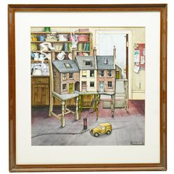 Colin Thompson (British/Australian 1942-): Houses in Kitchen Illustration, ink and watercolour signed 38cm x 37cm 
Notes: Featured in Thompson's the 'Pictures of Home' book, commissioned by Leeds Permanent Building Society, page 14. 