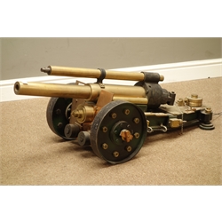  Handcrafted brass and steel model of a Field Gun, 110cm  