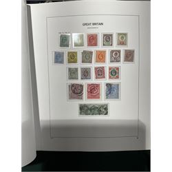 Extensive single album collection of Great British Queen Victoria and later stamps, including QV penny black with three margins, 1840 two pence blue, perf two pence blues with white lines added, QV one pound brown lilac, QV one pound green, King George V seahorses, 1929 Postal Union Congress one pound black, King George VI 1939-48 set of six with ten shillings dark blue, Queen Elizabeth II pre-decimal issues, housed in a Stanley Gibbons Great Britain 2001 album, a well presented collection with few ommissions