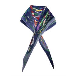 Hermès 'Les Folies Du Ciel' plisse silk scarf, designed by Loïc Dubigeon, printed with hot air balloon motifs, contained within twisted green rope border, on merging light and navy blue ground, with rolled hand stitched edges and Hermes material label, length 129cm
