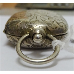  Edwardian silver sovereign and stamp case, engraved leaf decoration by George Unite, Birmingham 1906  