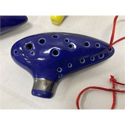 Four ocarinas three 10 hole ocarinas and one 16 hole double ocarina, three of which being from the Legend of Zelda franchise 