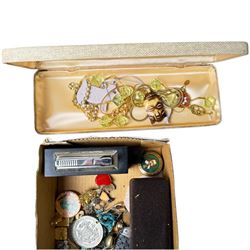 Collection of costume jewellery, jet beads and other collectables