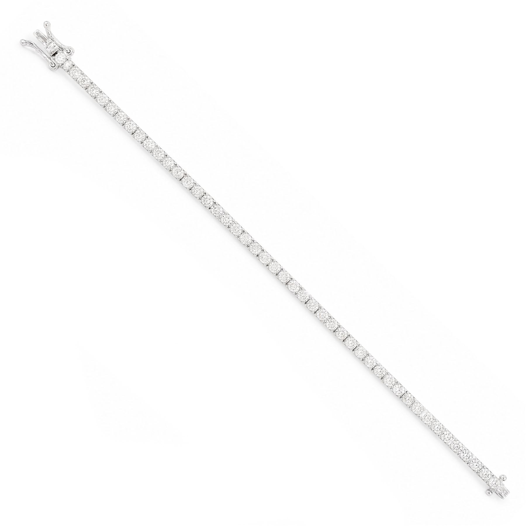 18ct white gold diamond bracelet, four claw set with seventy-three round brilliant cut diamonds, stamped, total diamond weight approx 2.50 carat