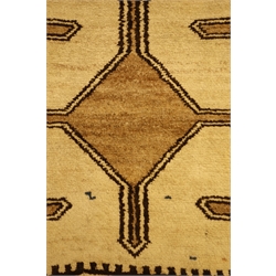  Matched pair of Bakhtiari rugs, joined lozenge medallions and geometric borders, 102cm x 190cm  