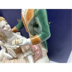 Two Royal Worcester figures, comprising A Gift of Love from the Age of Romance Series, limited edition 325/500, with certificate and original box and Royal Premier from the Glittering Occasions series, with original box 