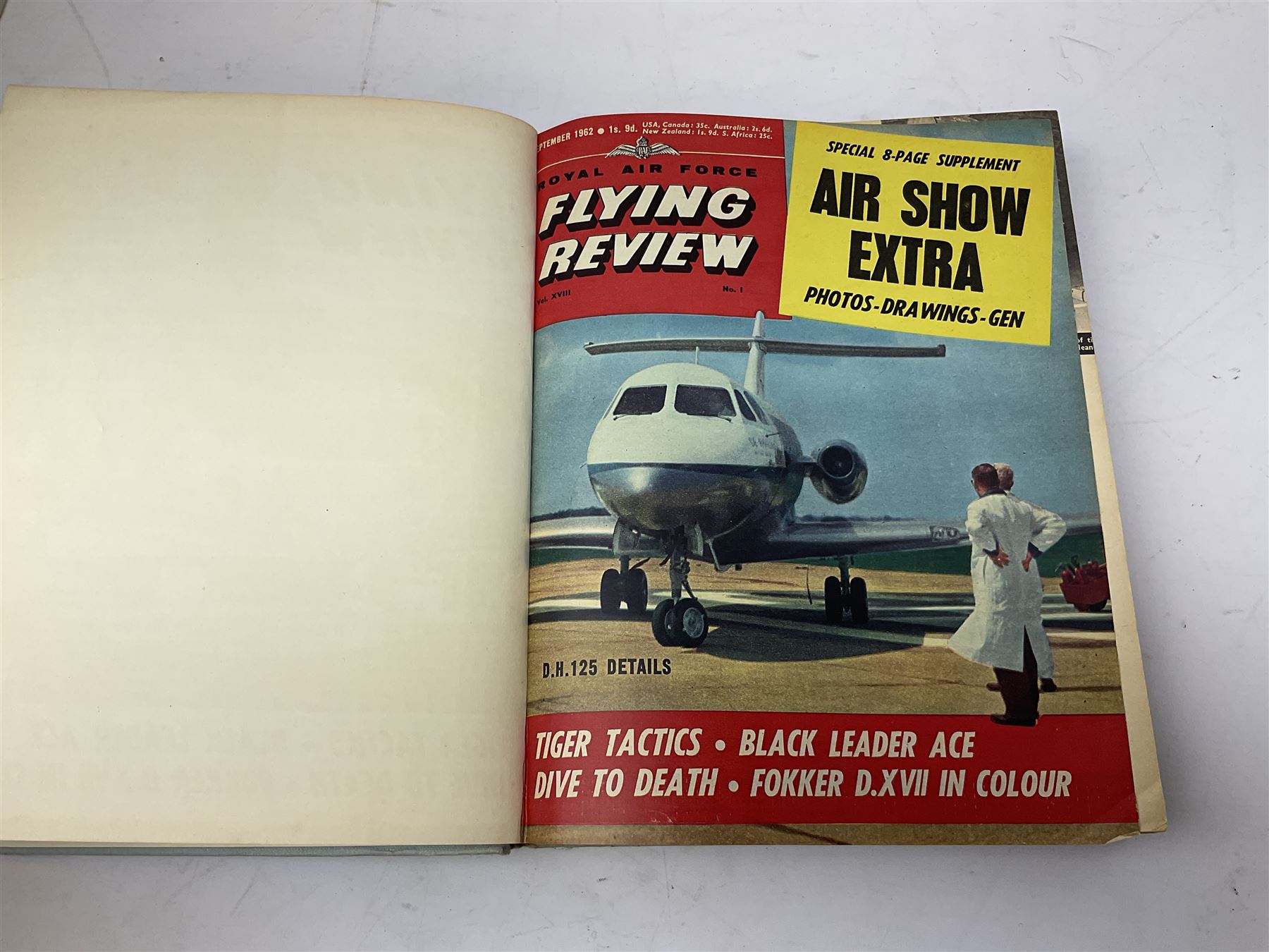 Aircraft of the Fighting Powers. Five volumes. 1940-44 including two copies of volume three; Royal Air Force Flying Review. Six volumes. 1956-63. Uniformly bound in blue cloth with gilt RAF crest to front covers; and ten other books of aircraft and aeronautica interest.