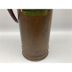 Large copper ‘Waterloo’ fire extinguisher by Read and Campbell Ltd and another Safex example 
