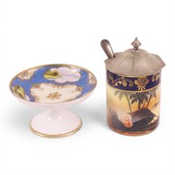 Pair of Noritake vases, of baluster form, decorated with a seascape on a blue ground, together with Noritake ceramics, including jug, trinket dishes etc