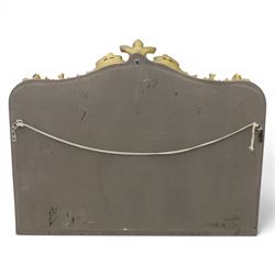 Rococo design rectangular wall mirror, featuring shaped top with shell pediment, leaves and scrolling decoration