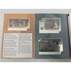 Queen Elizabeth II 'The Platinum Jubilee Banknote Collection' including 2022 'The Unissued Fifty Pence Banknote Gold Coin', housed in official card folder with certificates