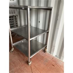 Stainless steel three tier preparation trolley - THIS LOT IS TO BE COLLECTED BY APPOINTMENT FROM DUGGLEBY STORAGE, GREAT HILL, EASTFIELD, SCARBOROUGH, YO11 3TX